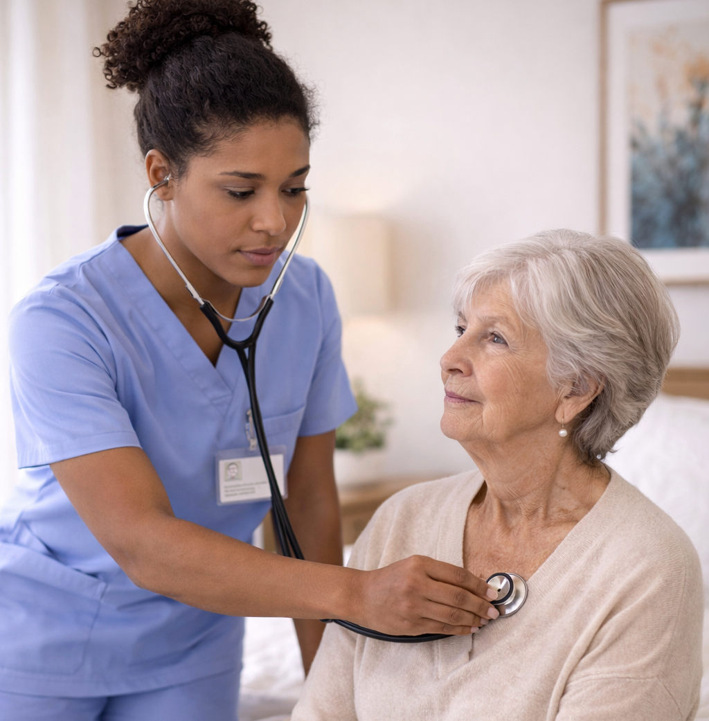 Skilled nurse working with patient